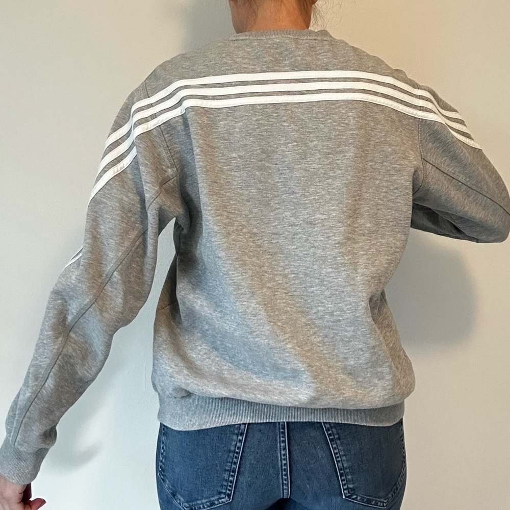 adidas Gray Crewneck Sweater with White Accents